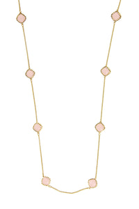 Rose Quartz Gold Drop Necklace