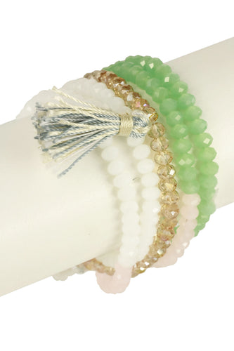 Multi Beaded Tassel Necklace