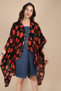Poppy Field High-Low Kimono