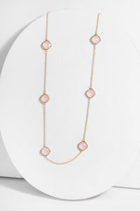 Rose Quartz Gold Drop Necklace